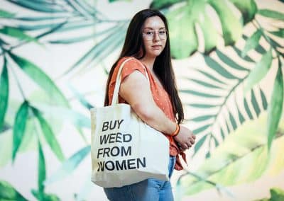 Woman with Buy Weed From Women bag