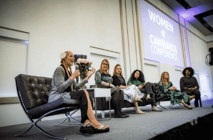 Women speaking during Women of Cannabis conference